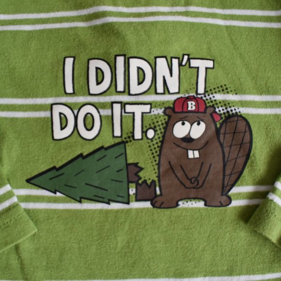 Koala Baby Stripe I Didn't Do It Beaver Bodysuit 3 Months - Picture 8 of 8